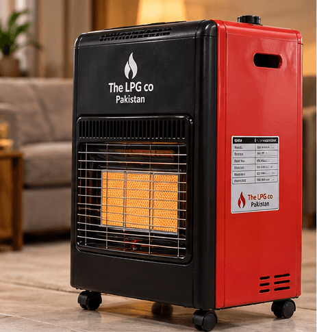 LPG heaters Pakistan — portable LPG gas heater angled view for winter use