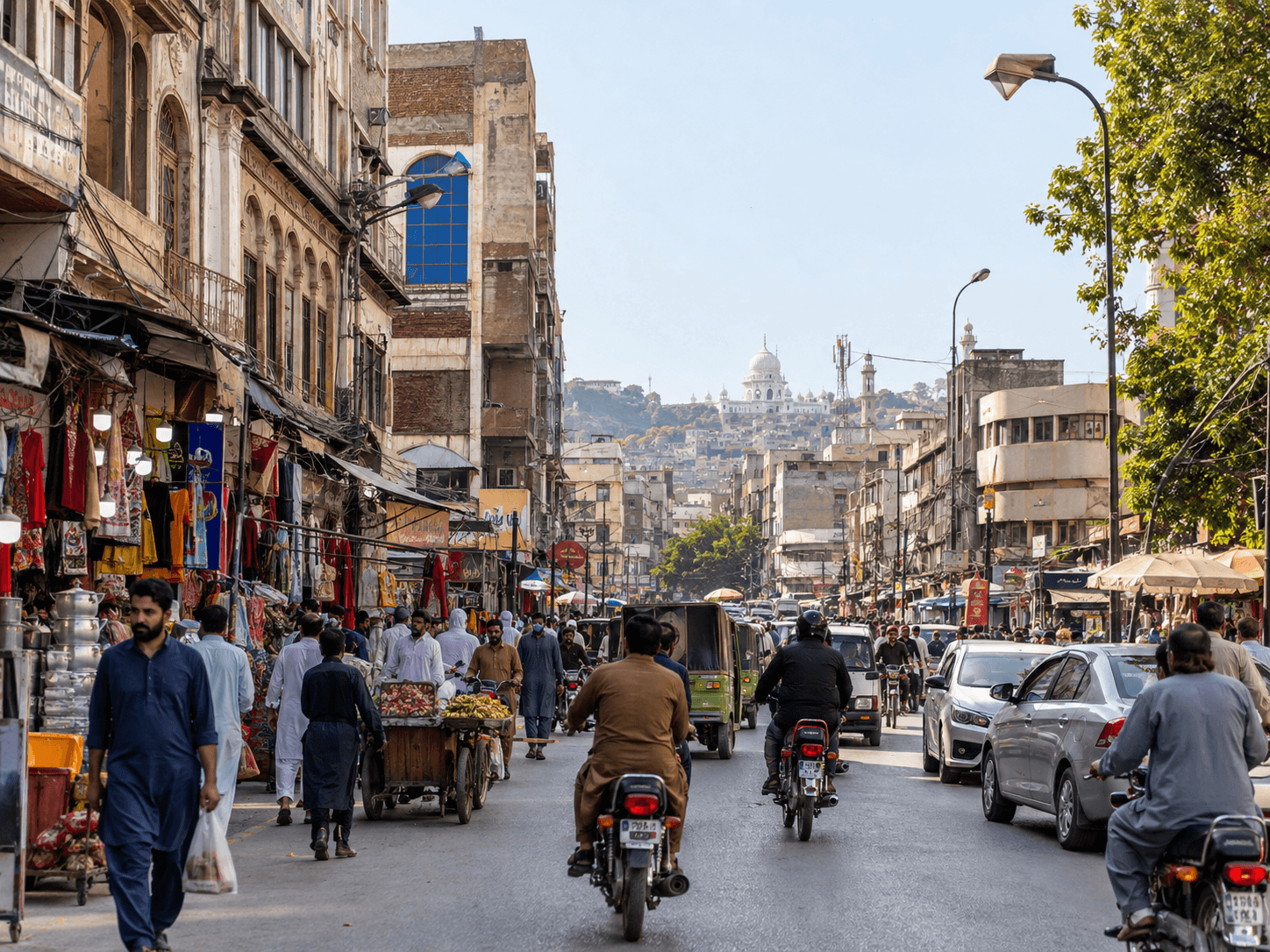LPG delivery areas in Pakistan — busy city bazaar street where LPG supply is needed