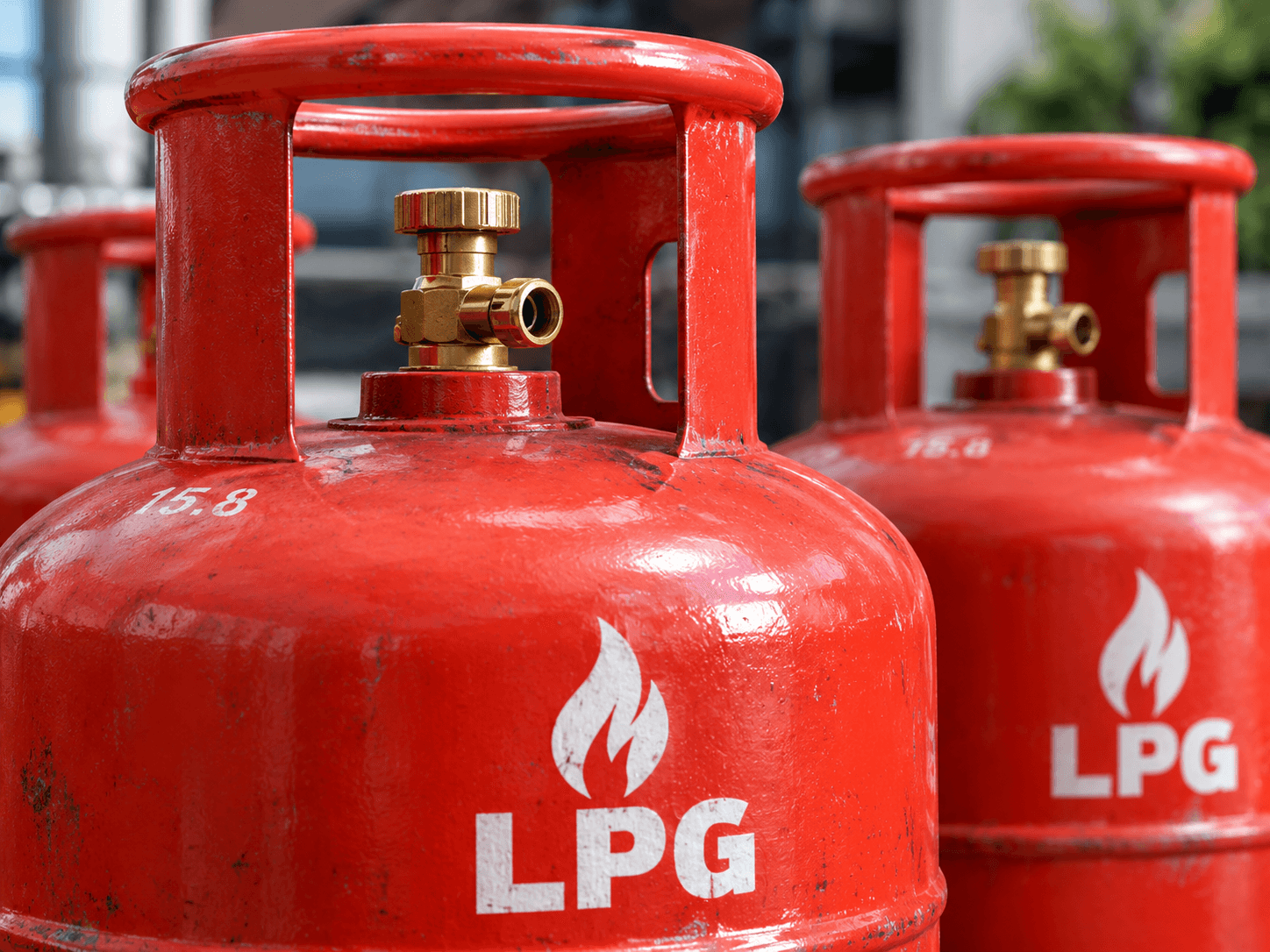 LPG gas cylinder close-up with LPG marking and valve for refill orders in Pakistan