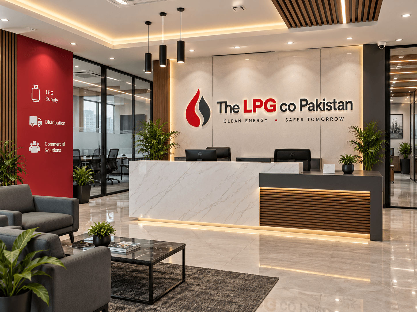 LPG company reception Islamabad — THE LPG CO. PAKISTAN office interior desk