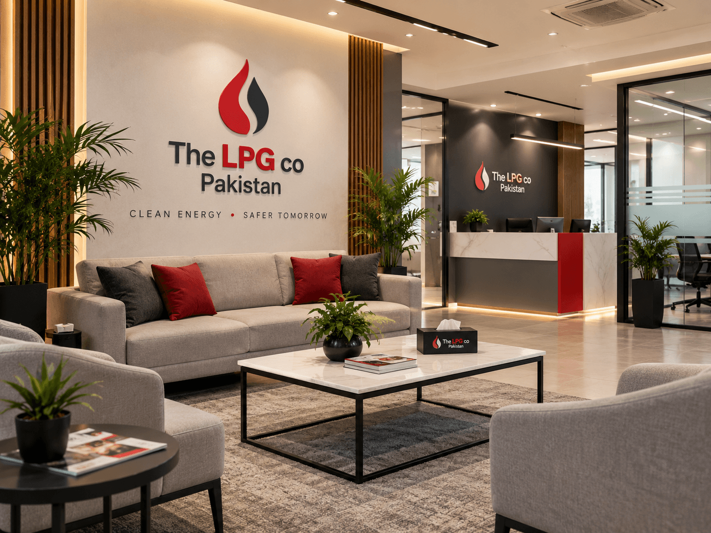 LPG office lobby Pakistan — waiting area inside THE LPG CO. PAKISTAN
