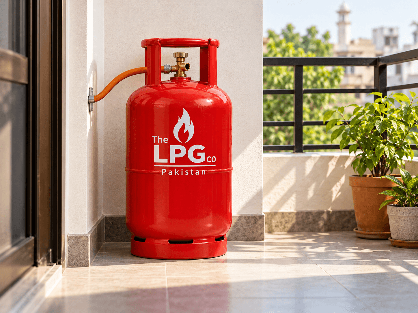 LPG cylinder outdoor storage on balcony — safe LPG installation for home supply