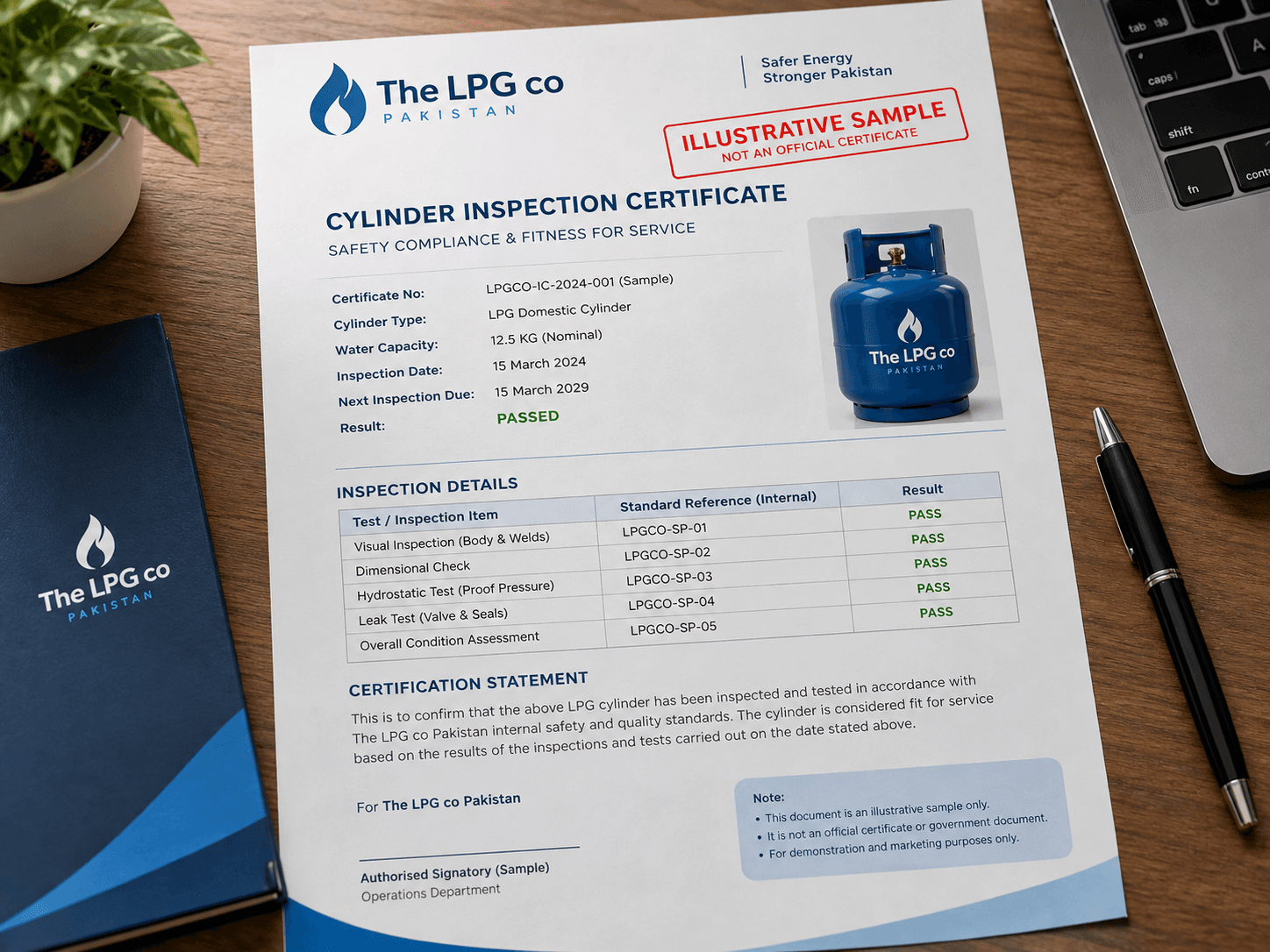 LPG cylinder testing and inspection certificate — passed inspection